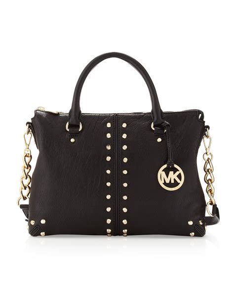 handbag michael kors black|michael kors black studded bag.